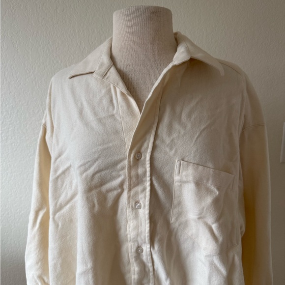 Frank & Eileen Mackenzie One Size Italian Cotton Flannel White Button-Down Shirt - Picture 4 of 10